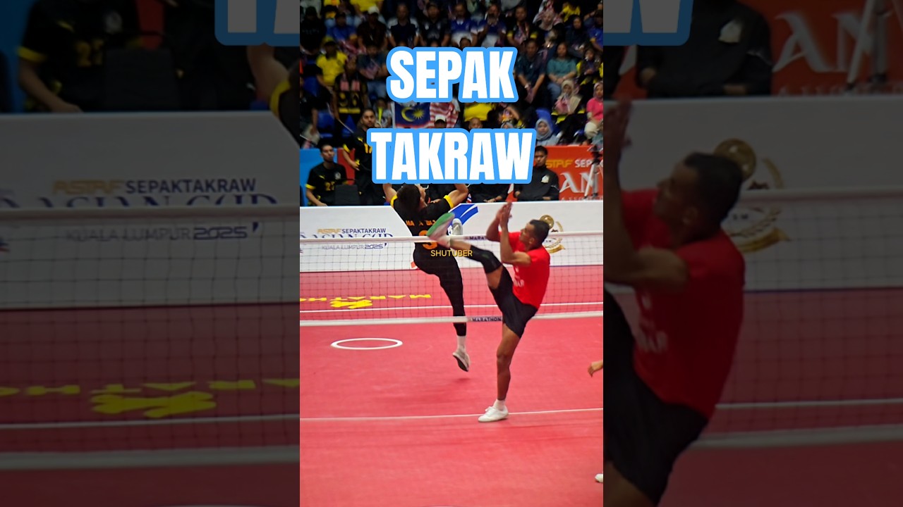 Sepak Takraw Kick Volleyball Roll Spike Bicycle Kick Libas Malaysia vs India Block Super Slow Motion