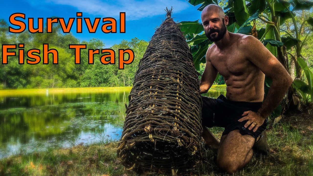 Primitive Survival Fish Trap - Build, Catch and Cook