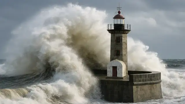 Eilean Mor Lighthouse Mystery: Minute-by-Minute Timeline (1900) wave hitting lighthouse