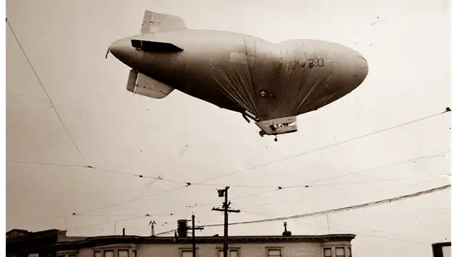 L-8 Blimp Mystery: What Happened to Cody and Adams? L-8 sagging over San Francisco
