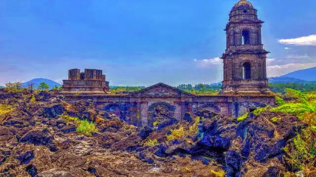 Parícutin: The Volcano Born in a Mexican Cornfield church ruins of San Juan Parangaricutiro