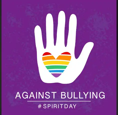 purple banner against bullying