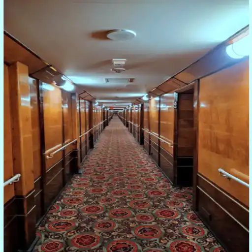 Curved corridor inside the Queen Mary