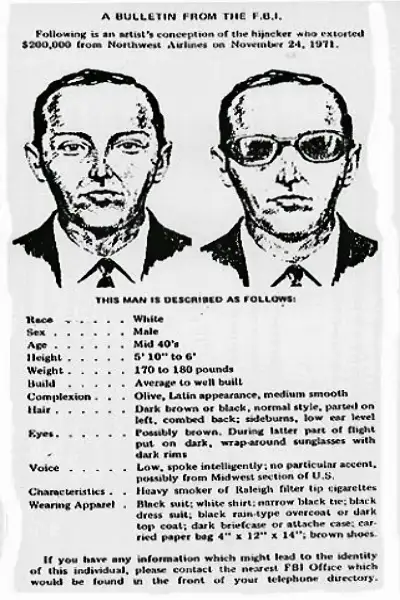 D.B. Cooper: The Time Traveler Sent to Sabotage an Airline D.B. Cooper fbi poster