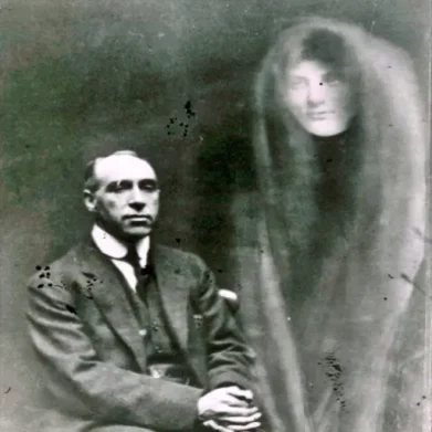 Harry Price: The Ghost Hunter Who Fooled the World? Harry Price with spirit image photo by William Hope, 1922